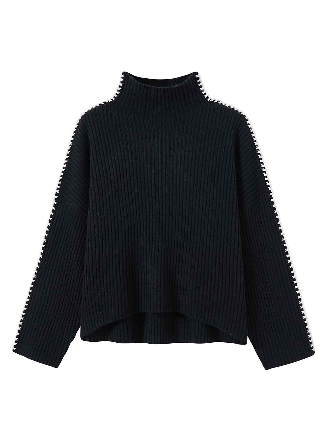 Marullo Stitch Cashmere Mock Neck Sweater for Women