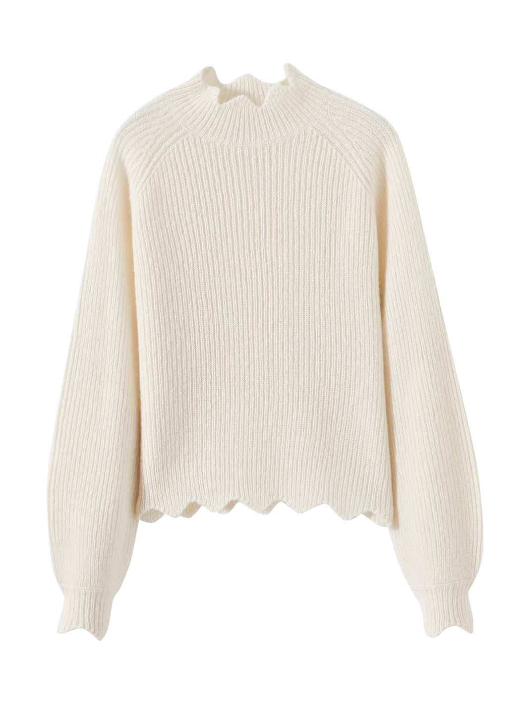 Talia Silk Cashmere Pullover with Scallop Edge Trim