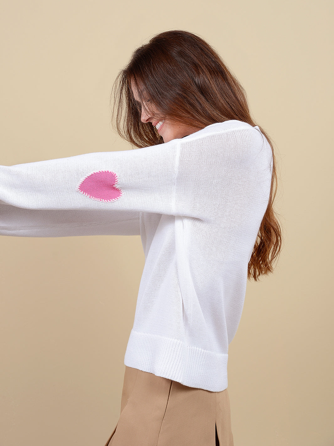 Cherise Cotton Elbow Heart V Neck