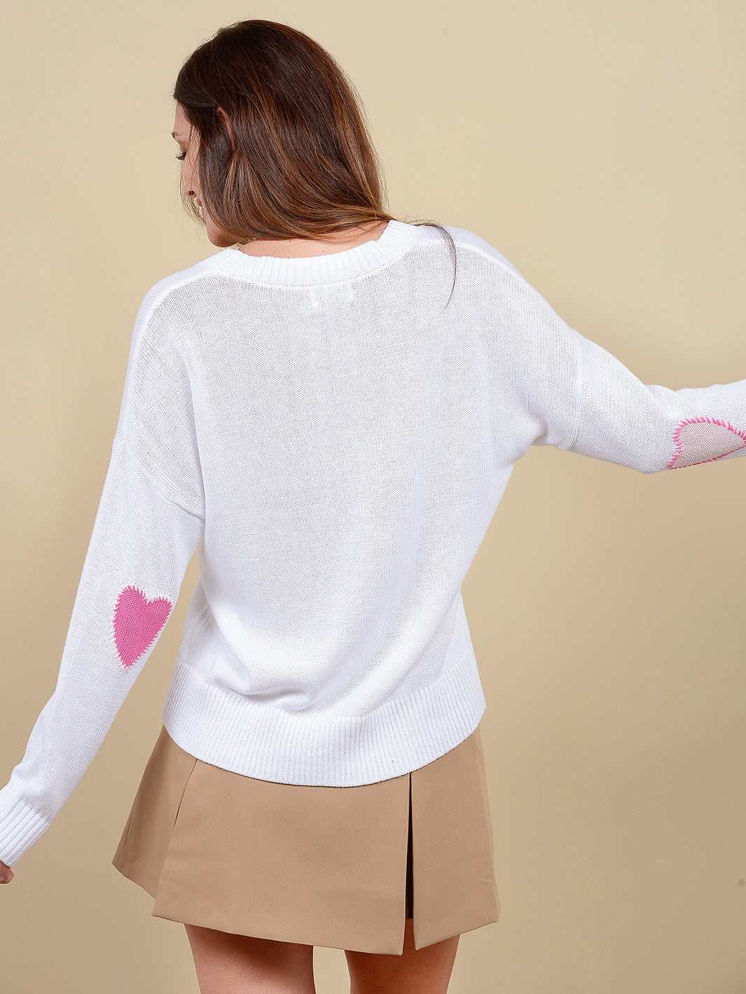 Cherise Cotton Elbow Heart V Neck