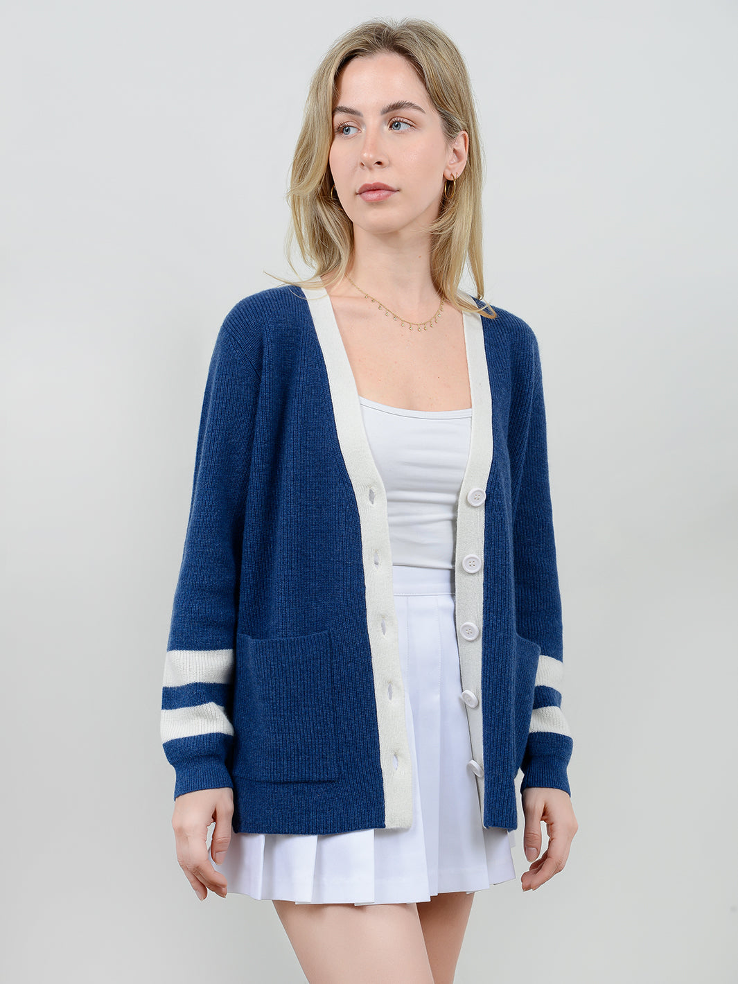 Misha Contrast Trim Cashmere Cardigan