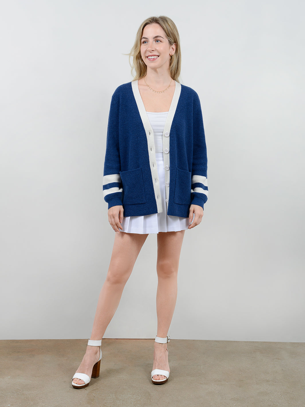 Misha Contrast Trim Cashmere Cardigan