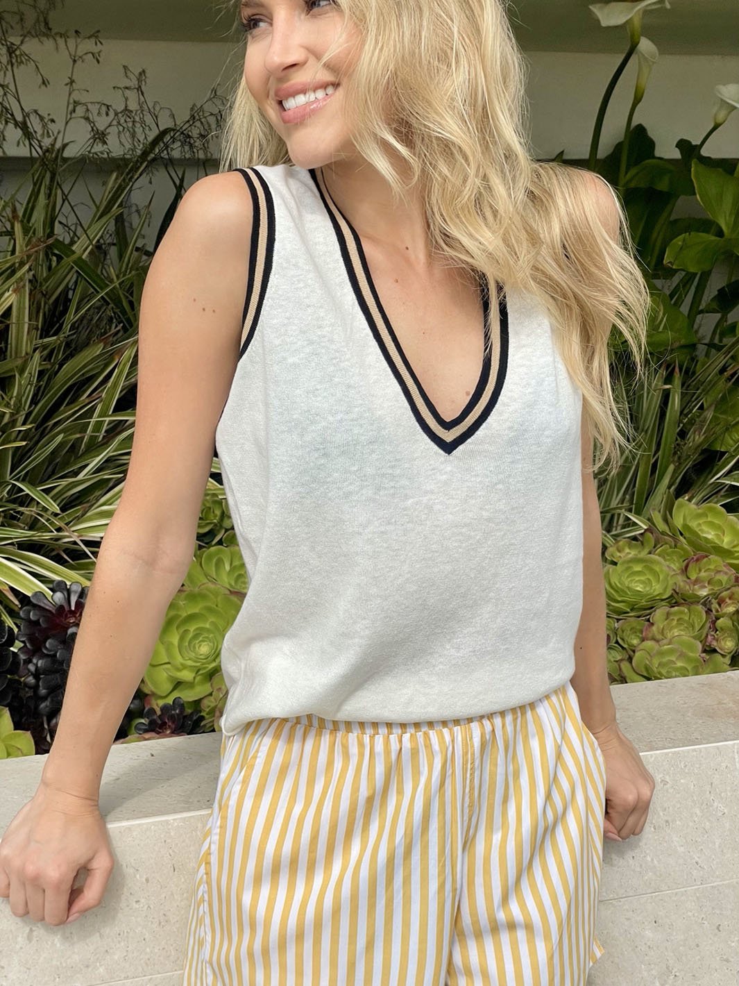 Darcie Women's Tank with Striped Trim