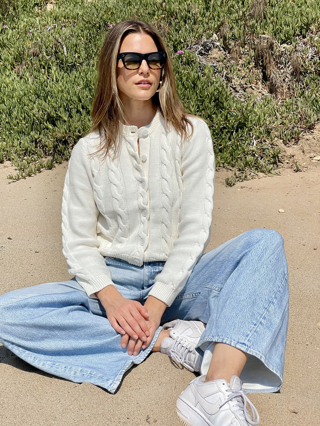 Women's Cotton Cable Knit Cardigan 27 Miles