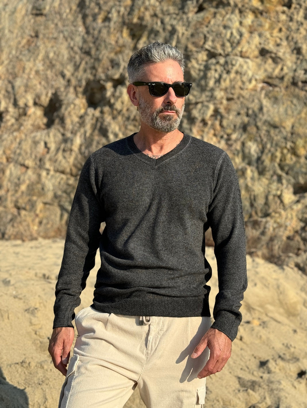 Cashmere Black Sweater for Men
