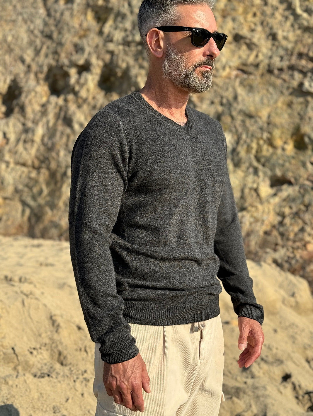 Cashmere Black Sweater for Men