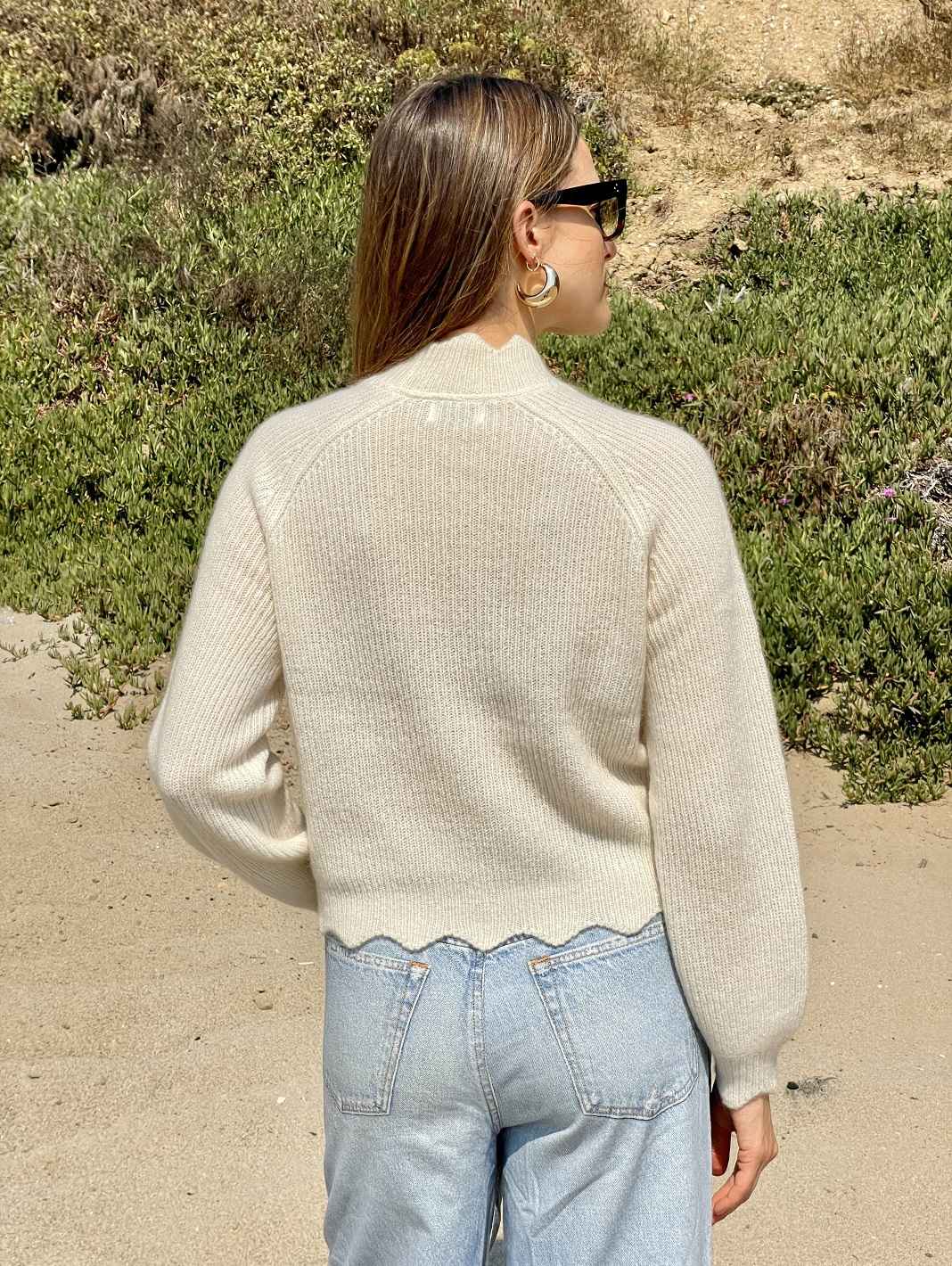 Talia Silk Cashmere Pullover with Scallop Edge Trim