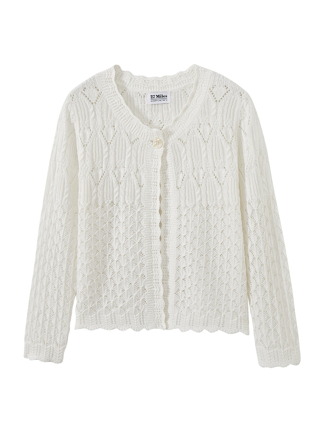 Bryn Pointelle Cropped Cotton Cardigan