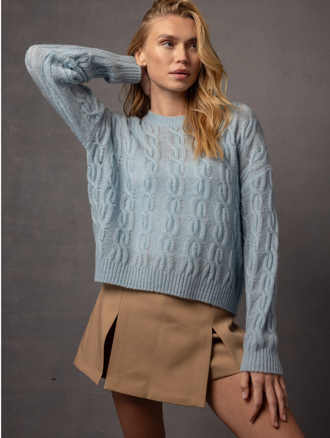 Aria Women's Cashmere Blend Cable Sweater