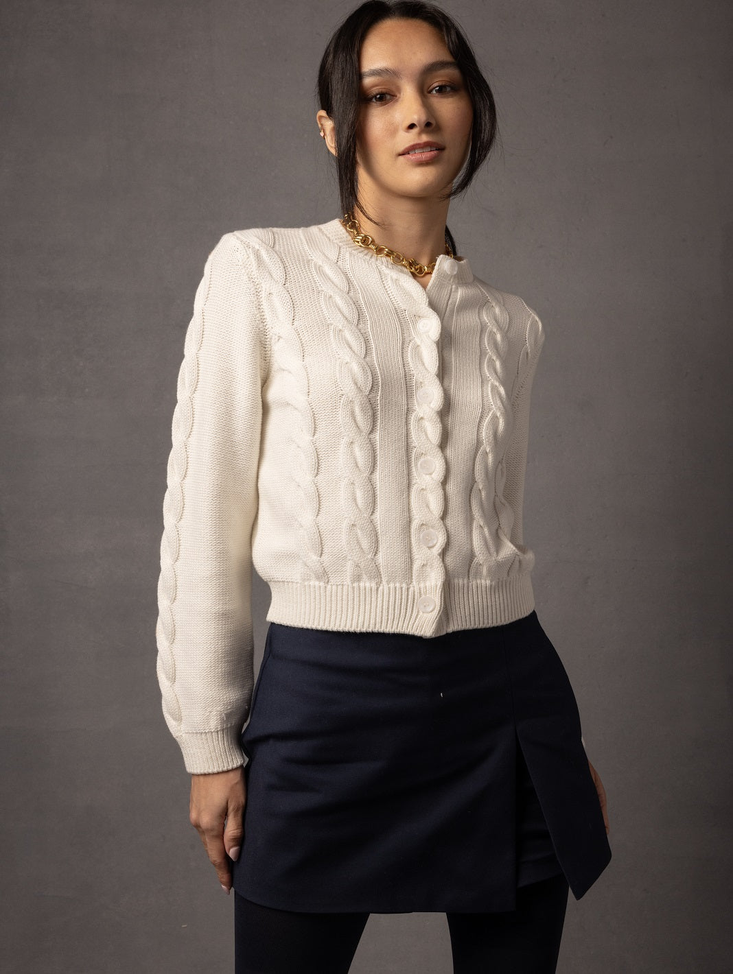 Juniper Women's Cotton Cable Cardigan