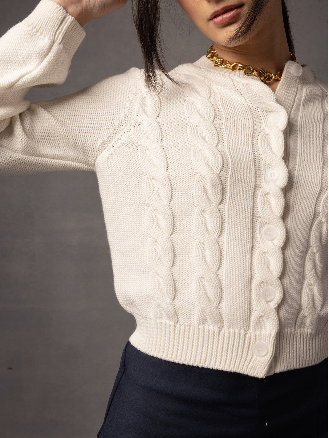 Juniper Women's Cotton Cable Cardigan