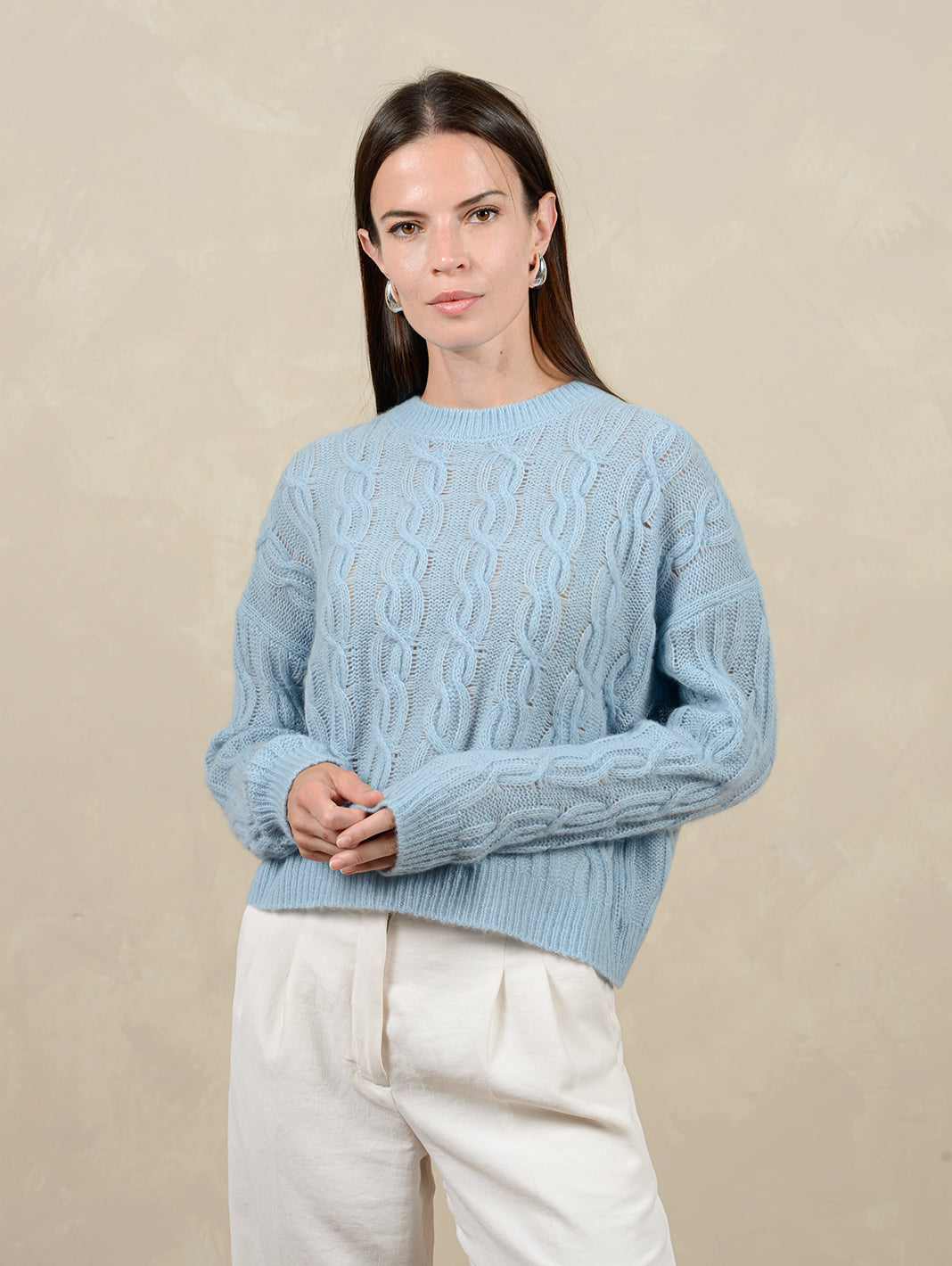 Aria Women's Cashmere Blend Cable Sweater