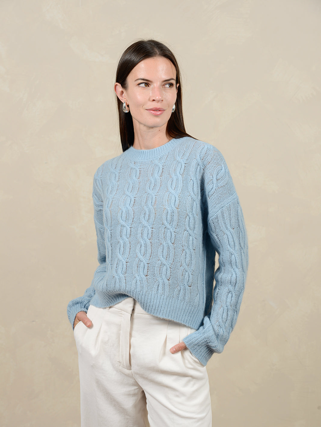 Aria Women's Cashmere Blend Cable Sweater