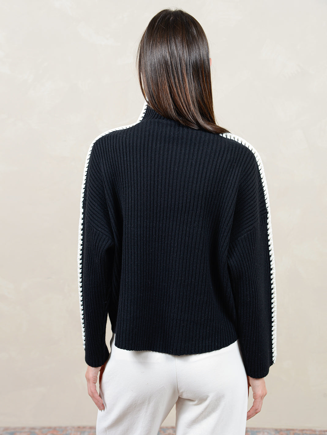 Marullo Stitch Cashmere Mock Neck Sweater for Women