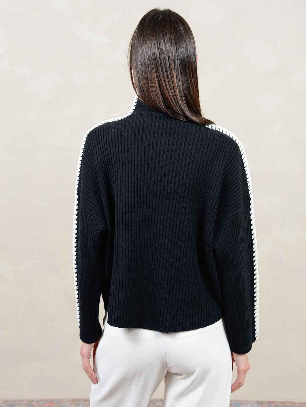 Marullo Stitch Cashmere Mock Neck Sweater for Women