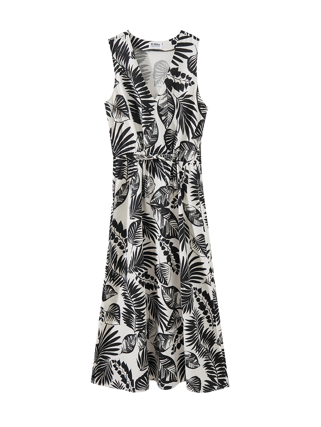 Mala Palm Print Linen Blend Maxi Dress