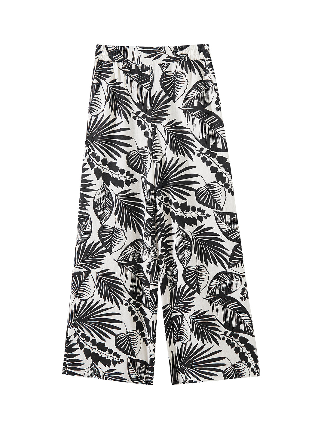 Melissa Palm Print Linen Blend Wideleg Pant