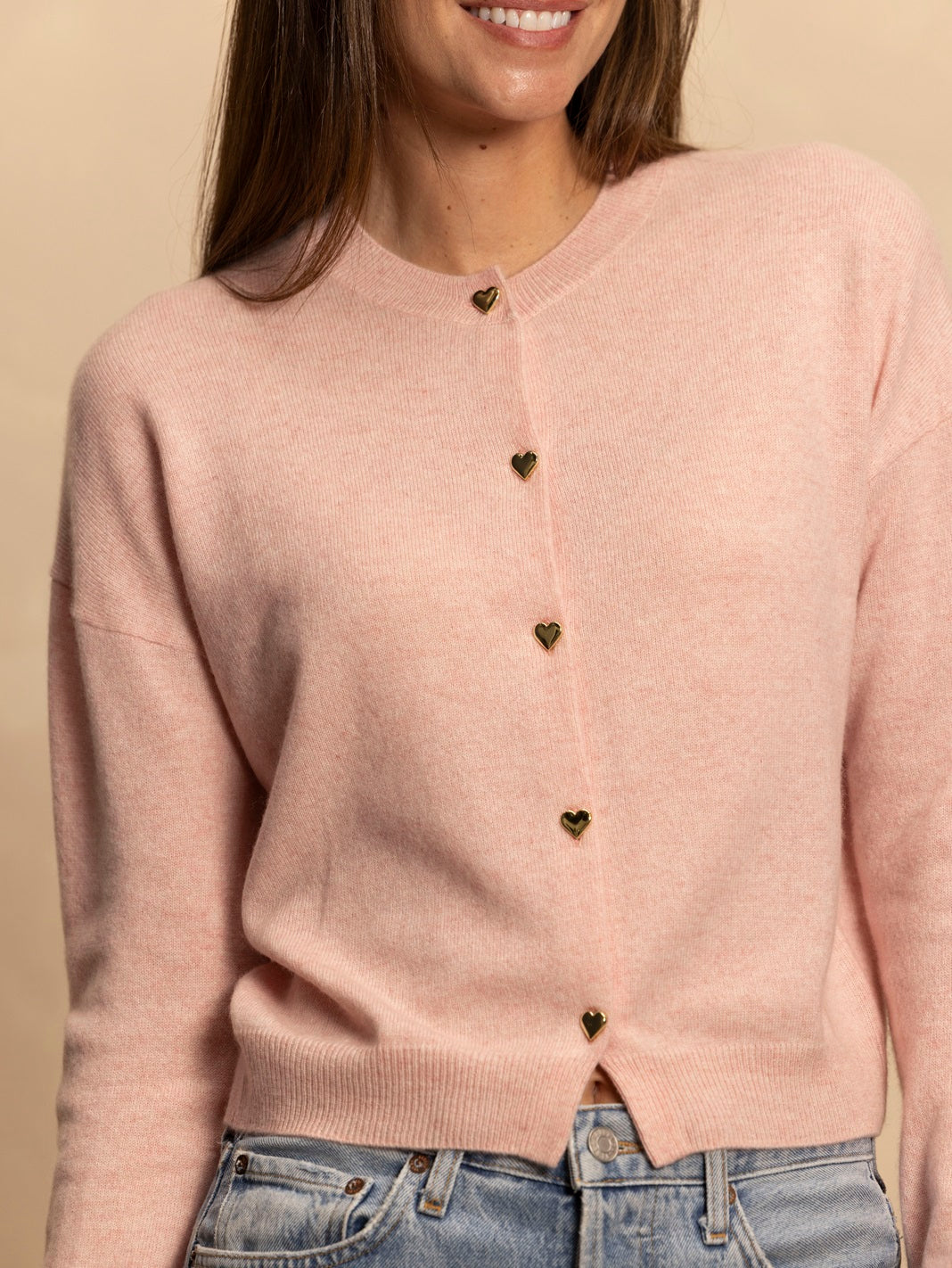Chiara Cashmere Cardigan with Heart Buttons