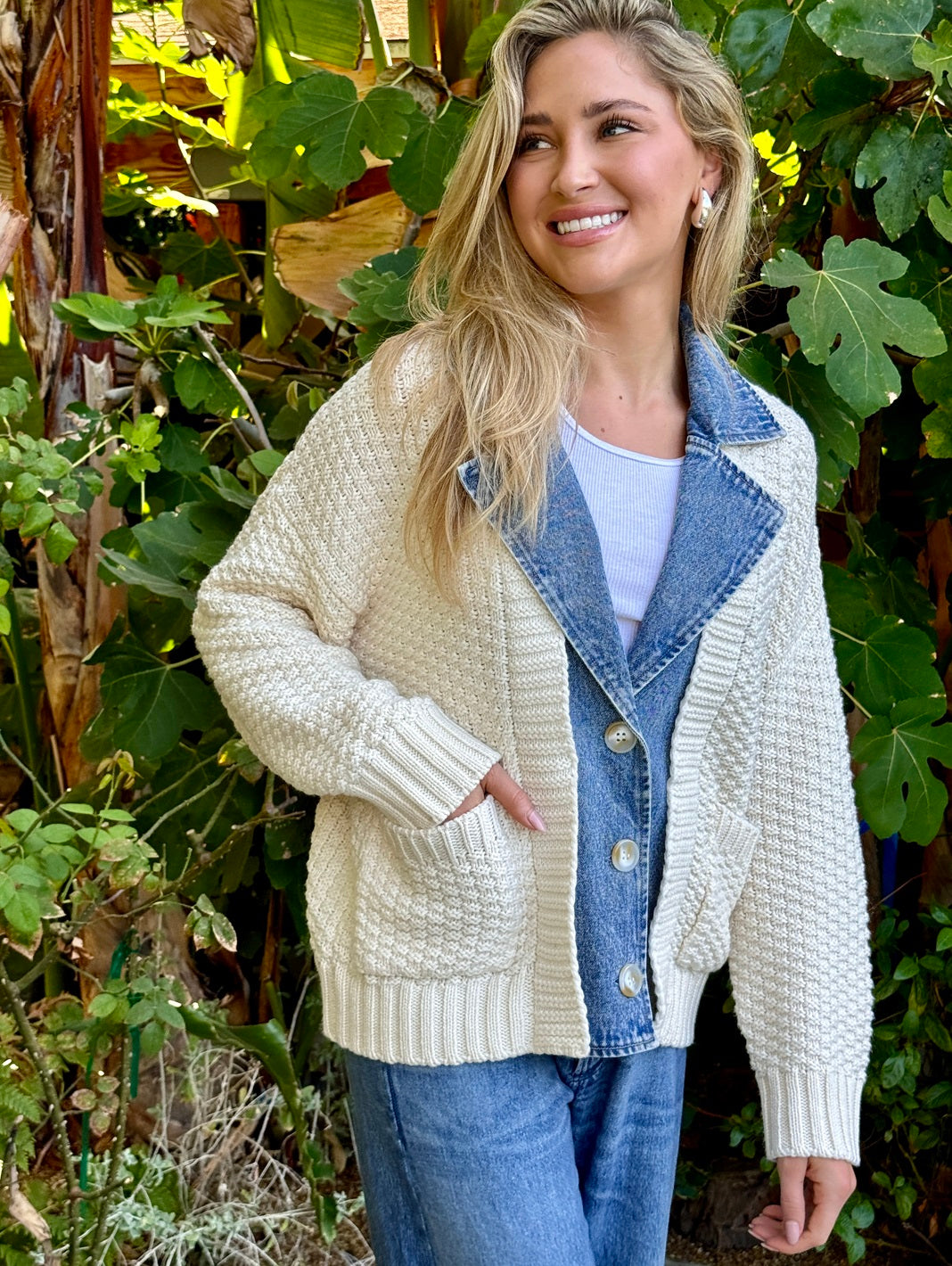 Baille Cotton Denim Chunky Cardigan
