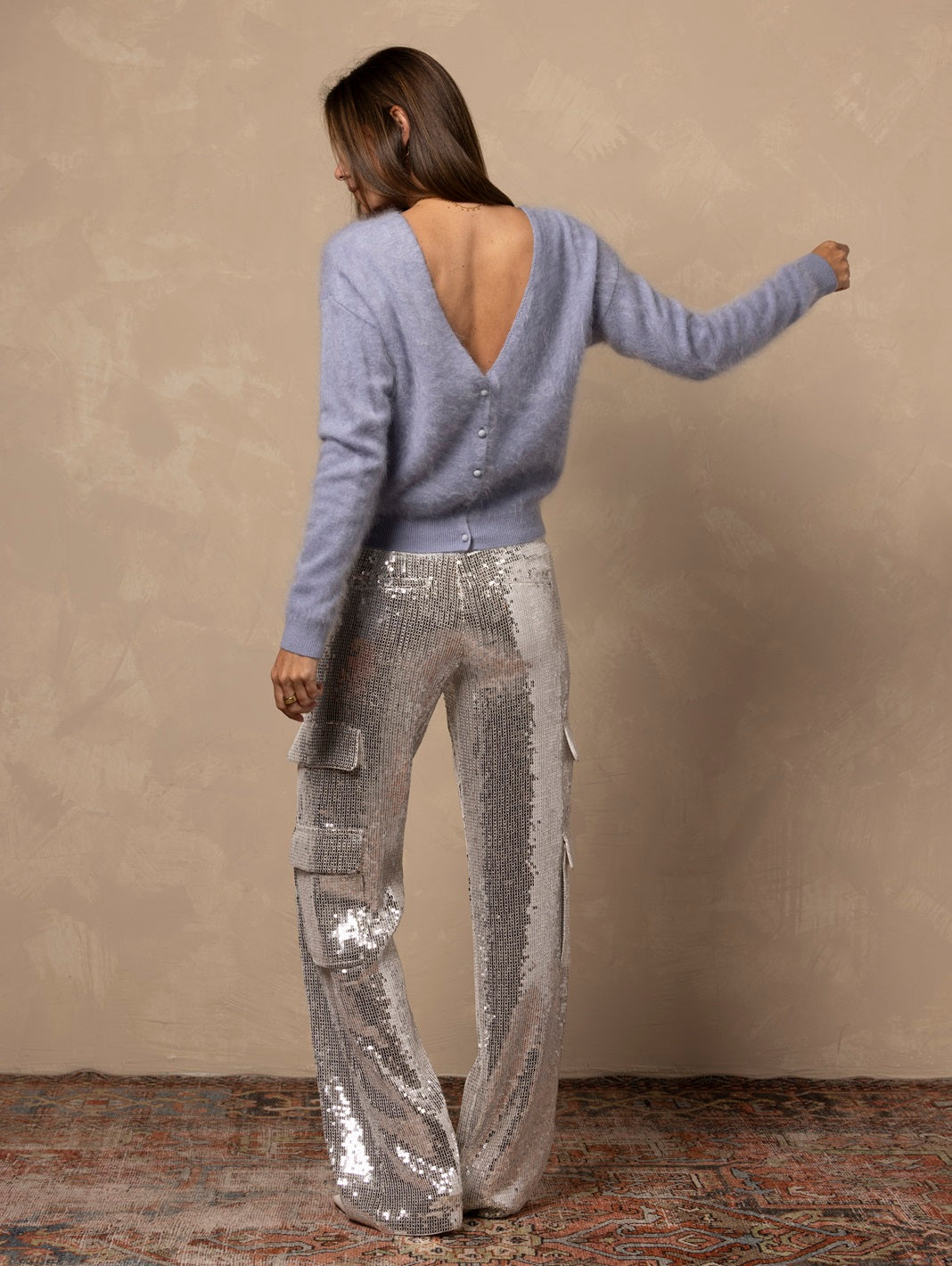 Jaime Fuzzy Cashmere Reversable Pullover