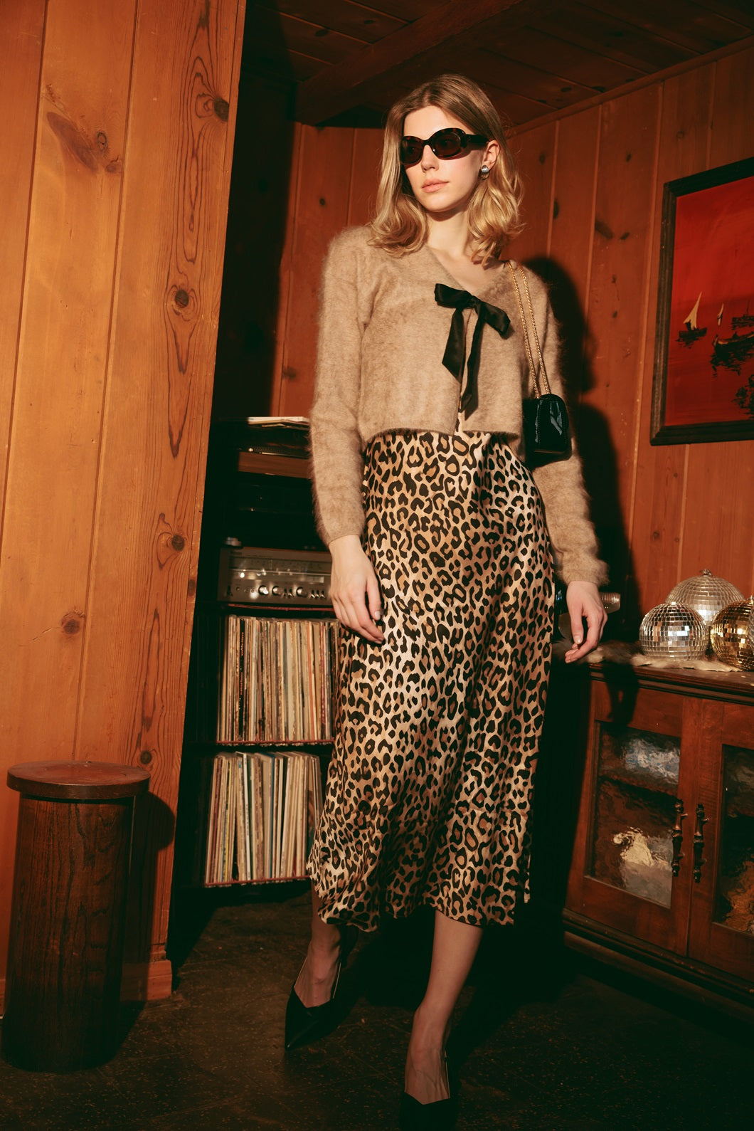 Netty Fuzzy Cashmere Tie Cardigan for Women