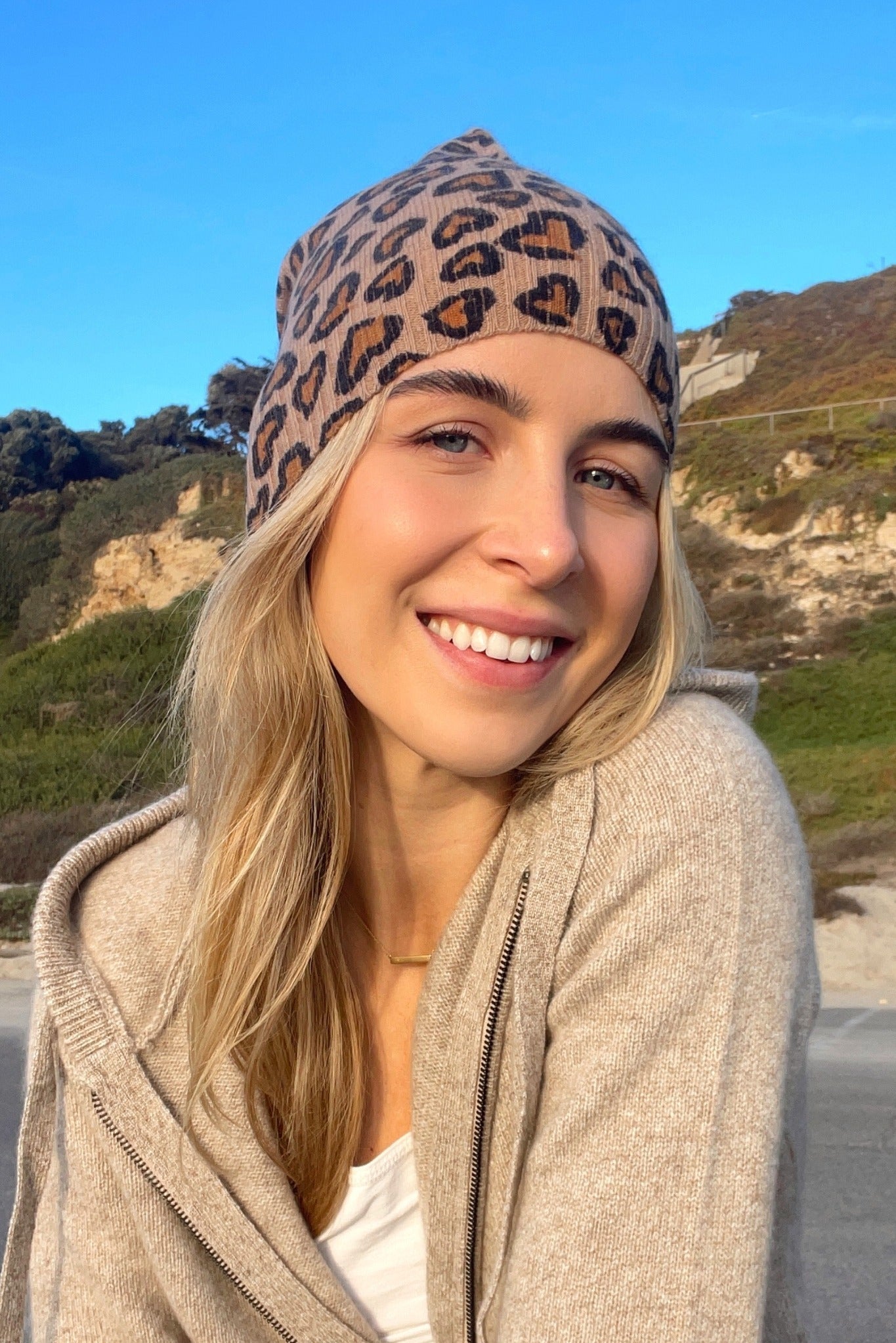 Leopard Print Cashmere Beanie