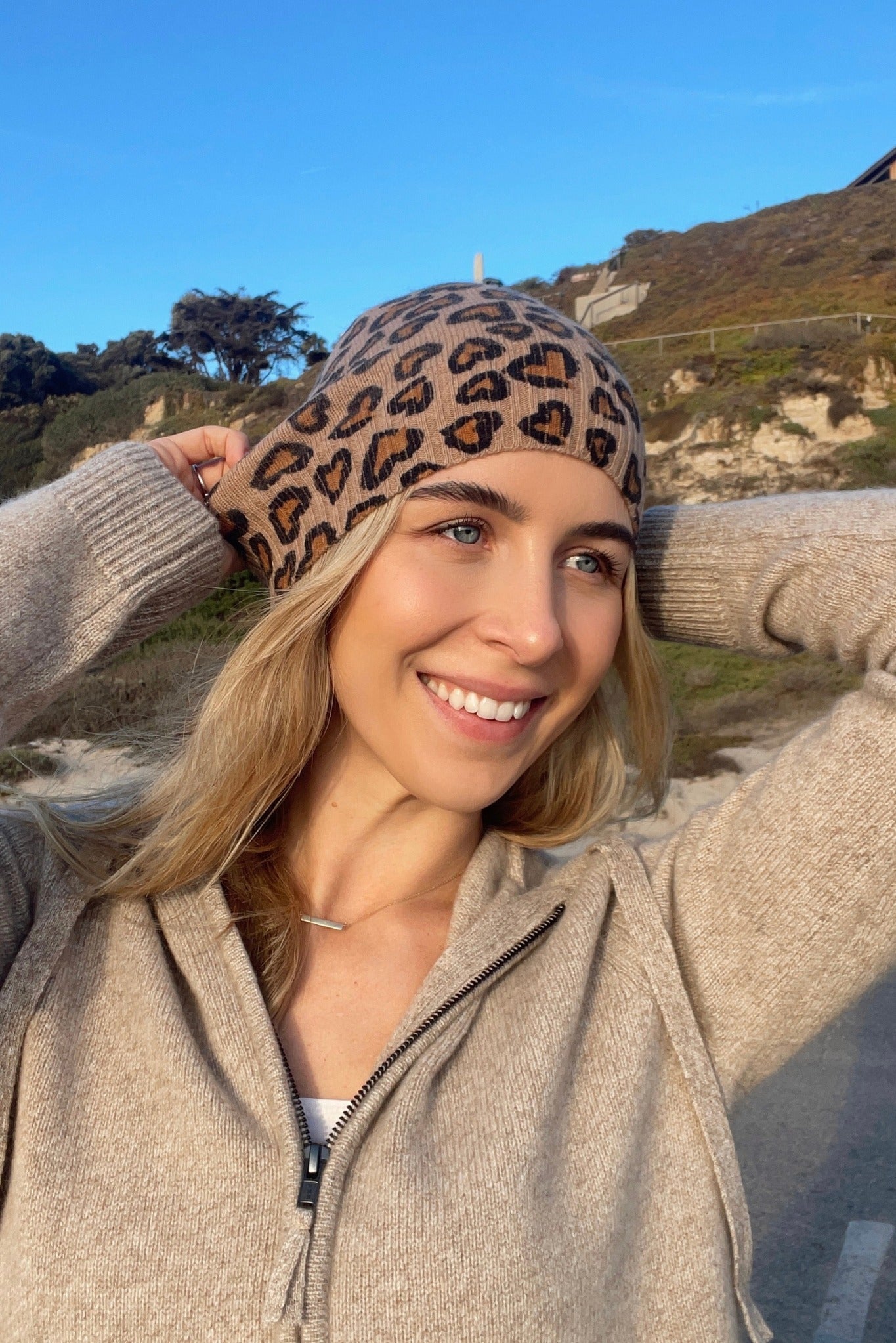 Leopard Print Cashmere Beanie