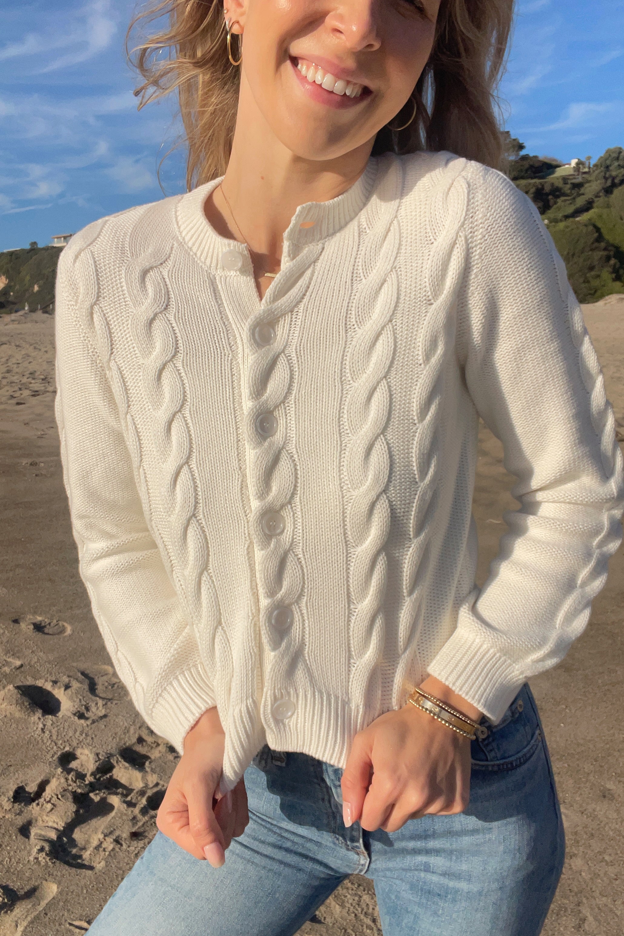 Juniper Women's Cotton Cable Cardigan