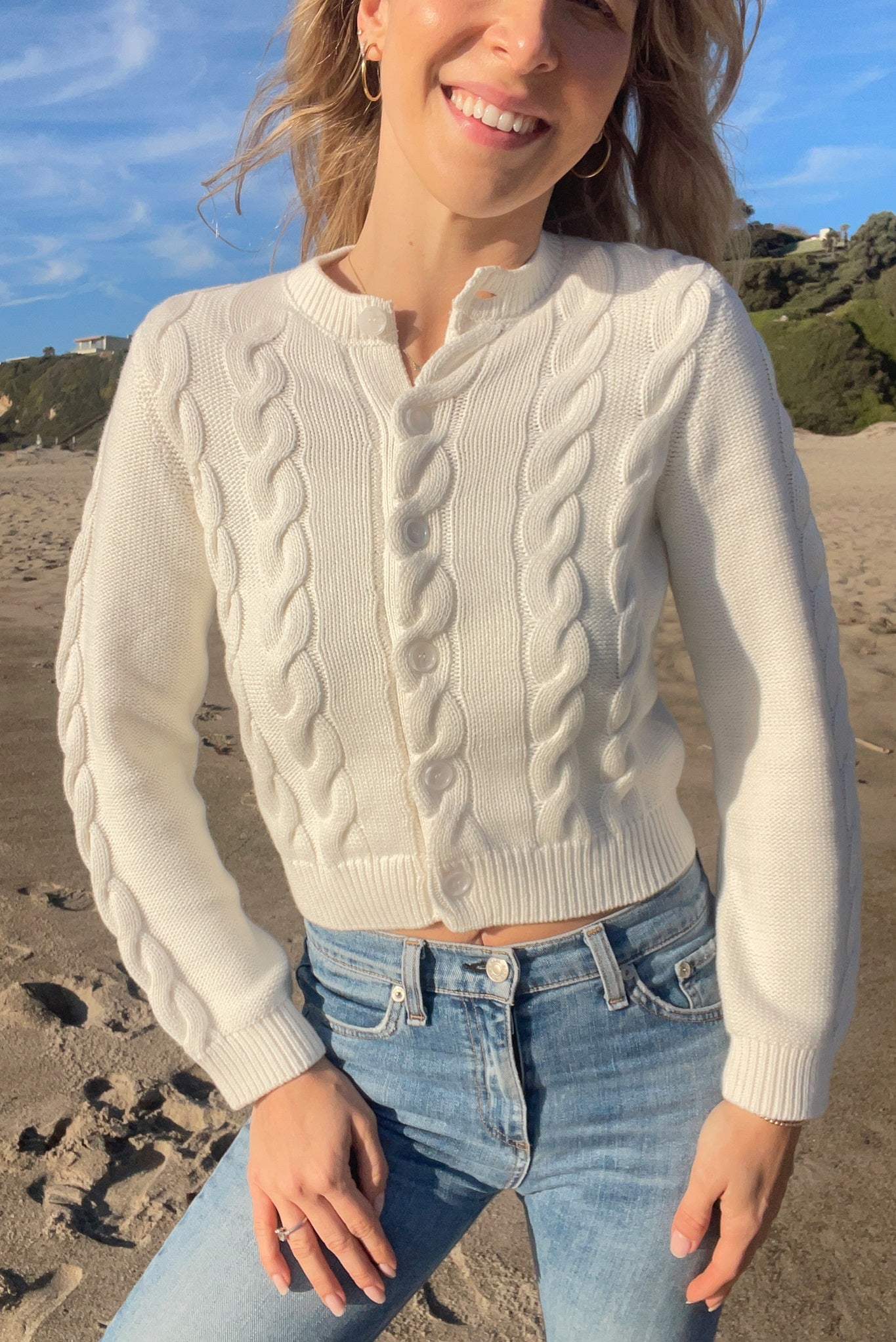 Juniper Women's Cotton Cable Cardigan