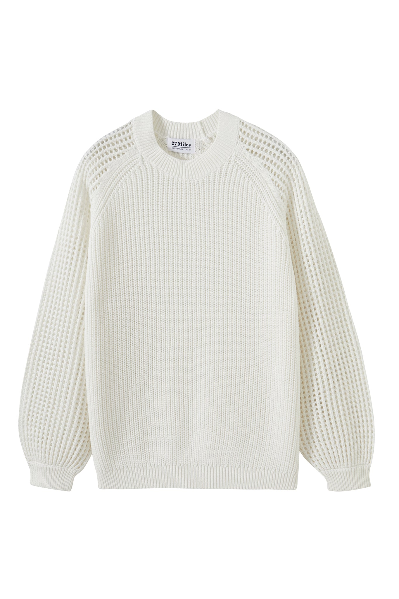 Bridget Cotton Crewneck With Open Stitch Sleeves