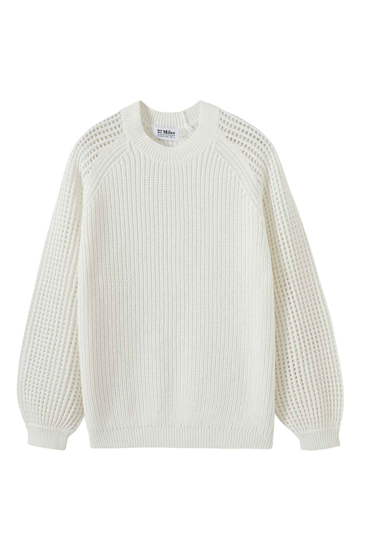 Bridget Cotton Crewneck With Open Stitch Sleeves