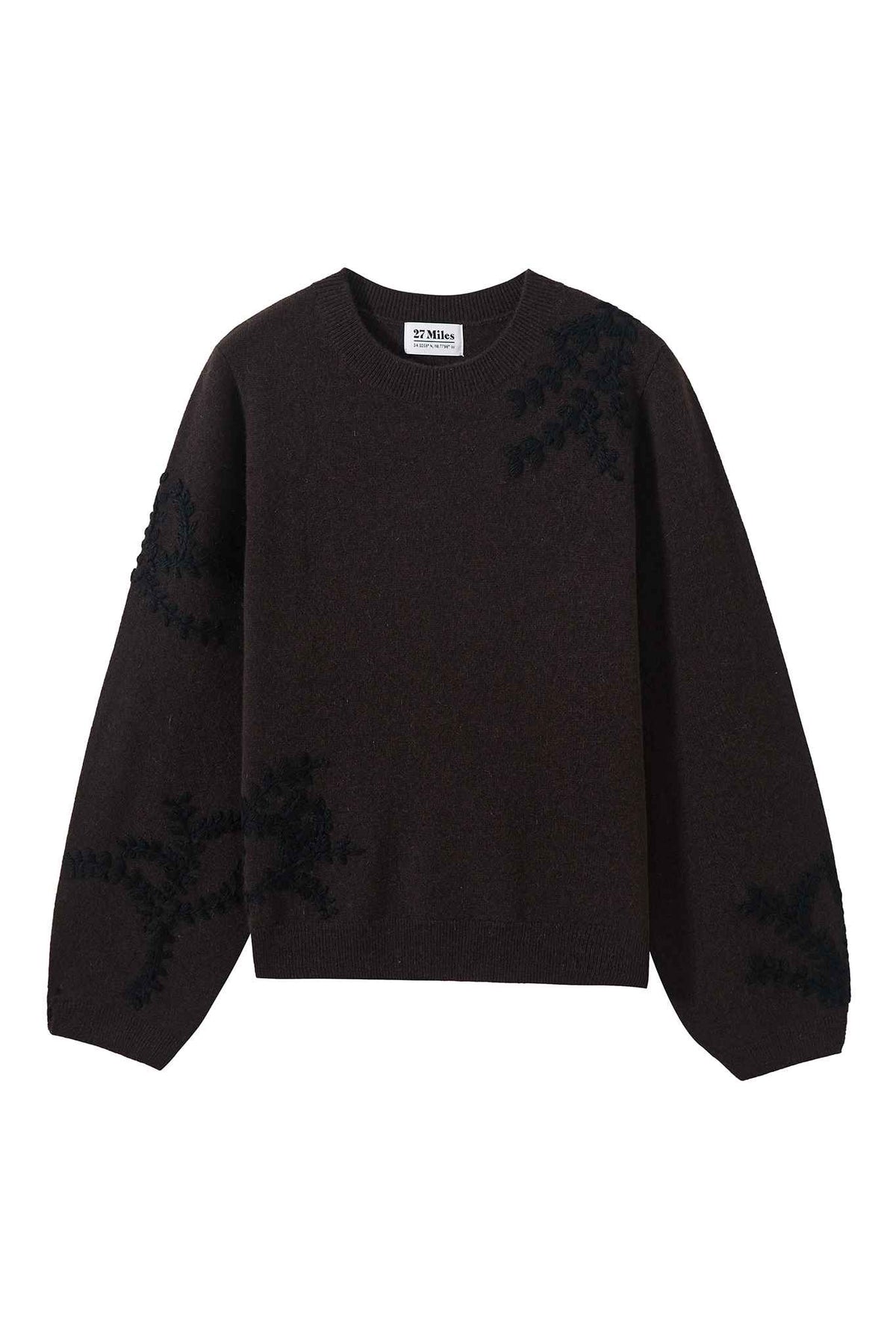 Pelta Floral Embroidered Cashmere Crewneck