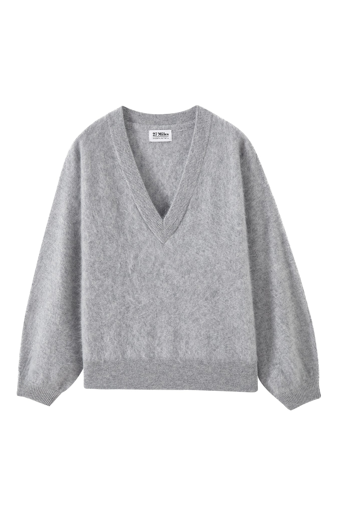 Sue Fuzzy Cashmere V Neck Pullover