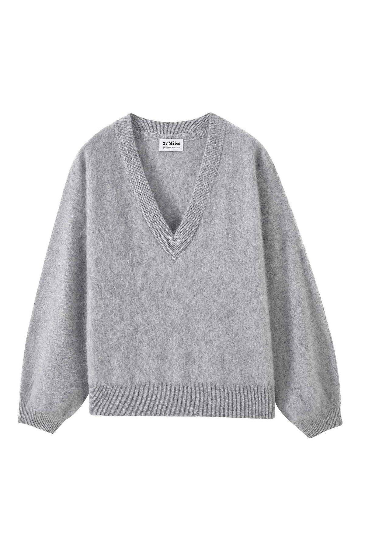 Sue Fuzzy Cashmere V Neck Pullover