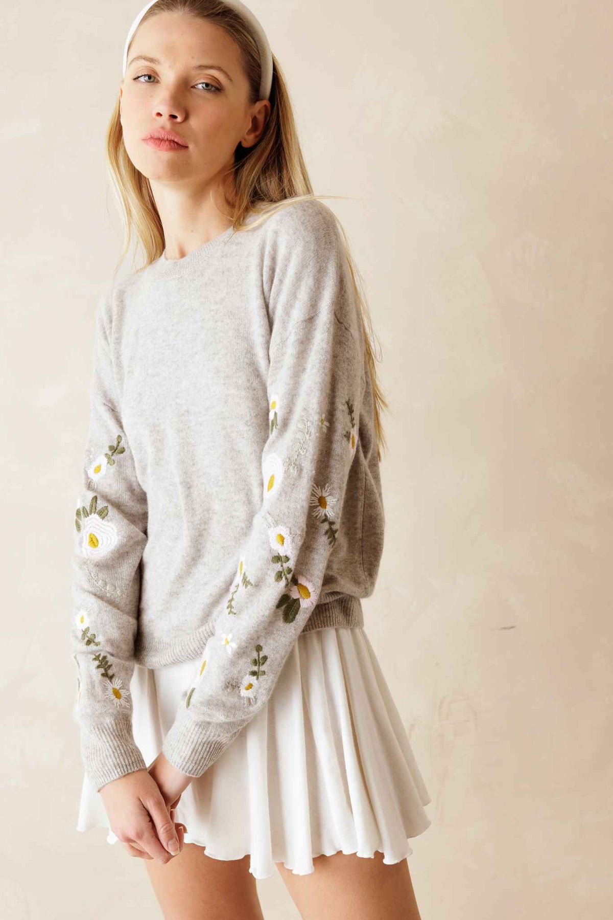 Kara Floral Cashmere Sweater for Women