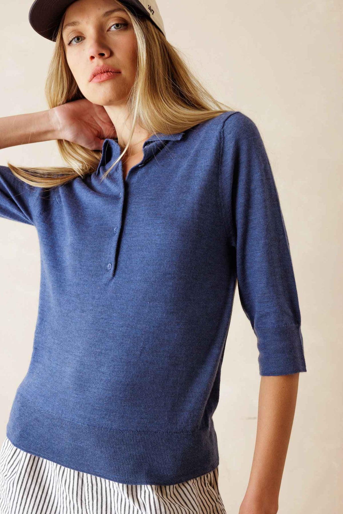 Marlowe Elbow Sleeve Cashmere Polo for Women