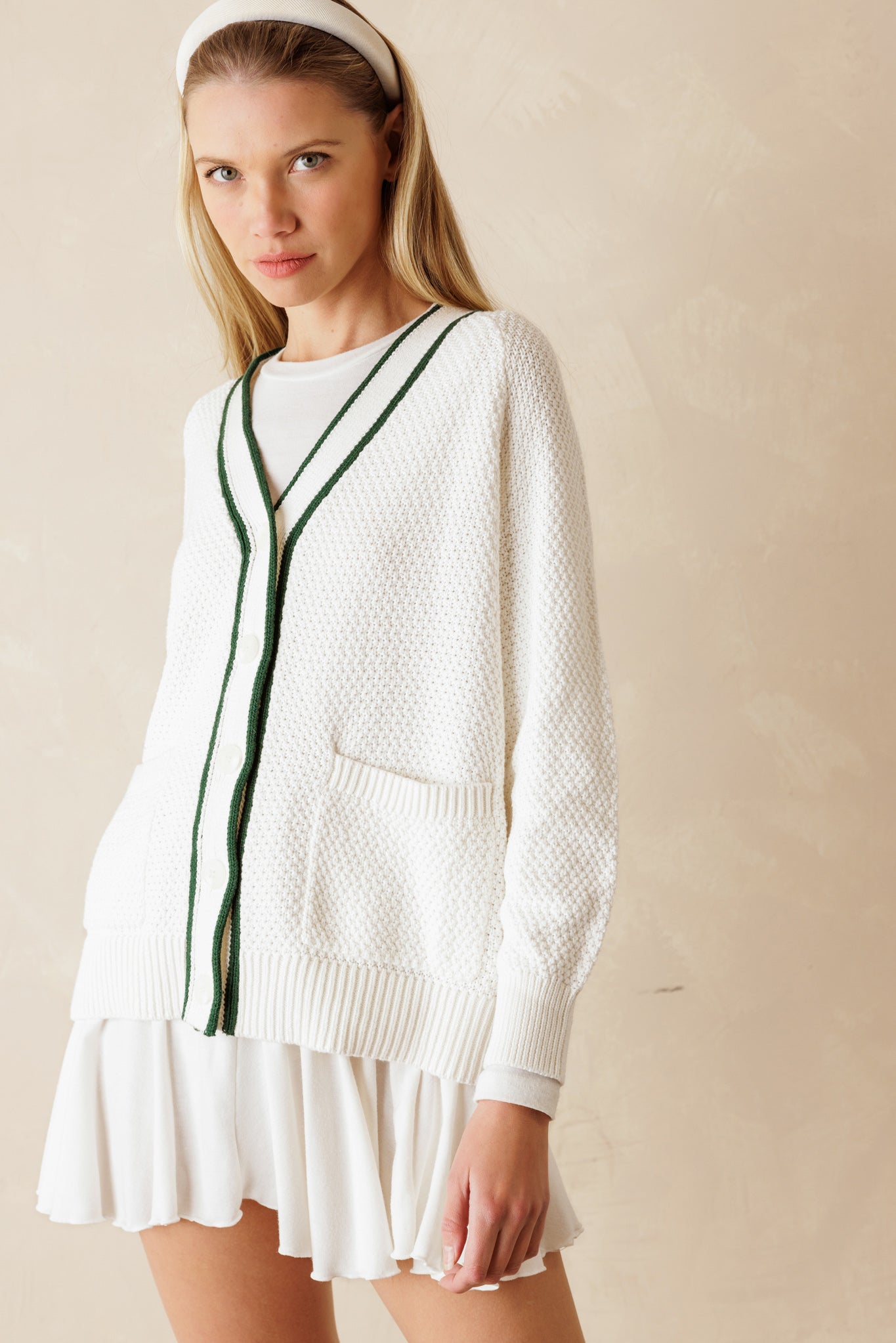 Rio Preppy Cotton Textured Cardigan