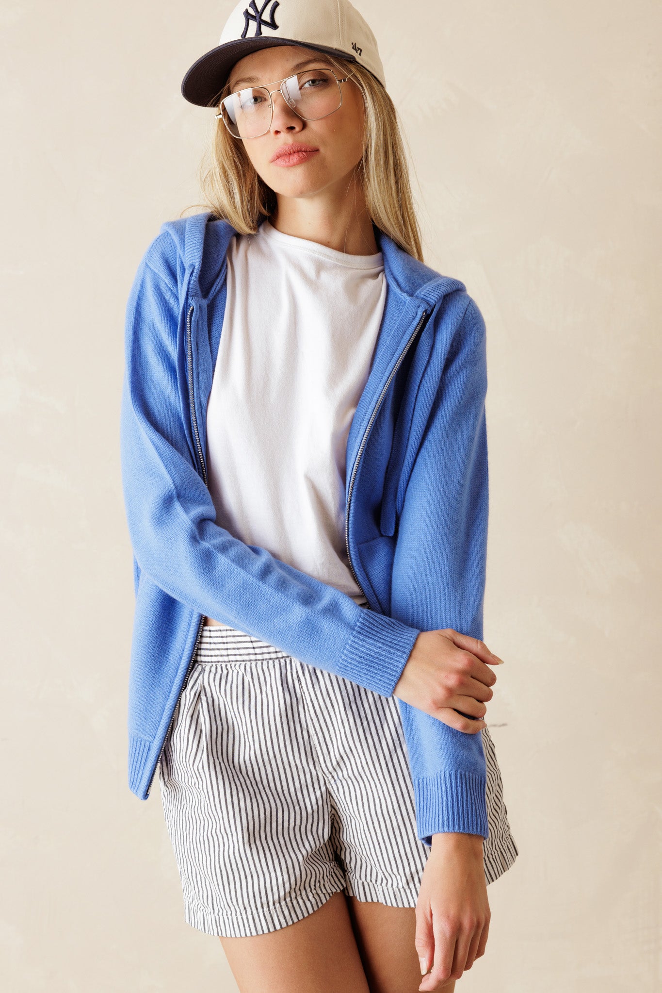 Elora Cashmere Pullover with Zip Hoodie
