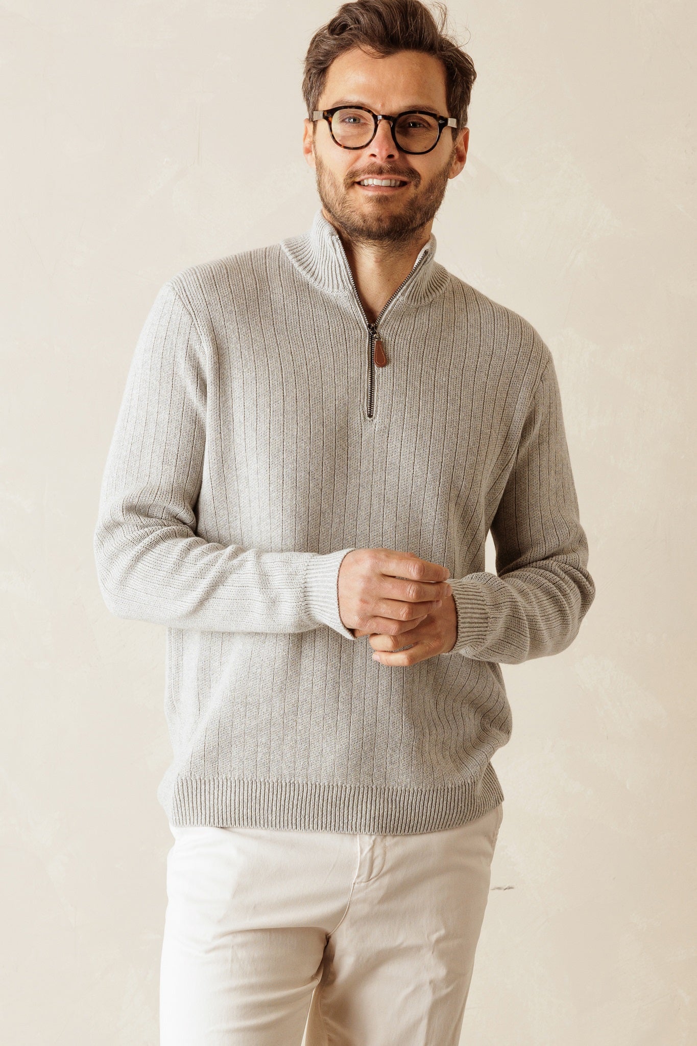 quarter zip over dress shirt Cotton Quarter Zip for Men