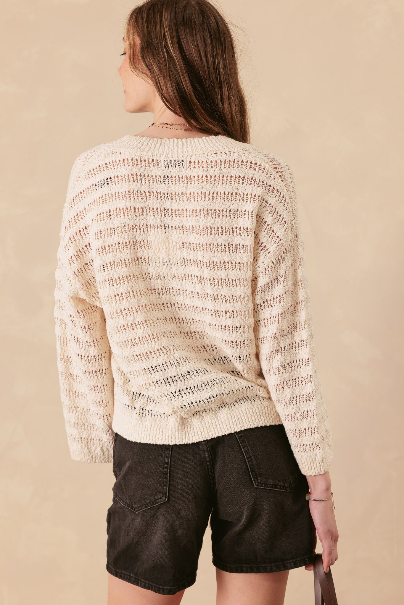Carolyn V Neck Slub Cotton Sweater