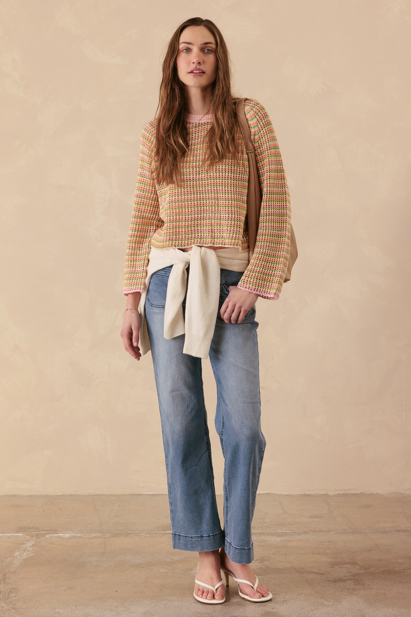 Casey Multi Color Open Stitch Pullover