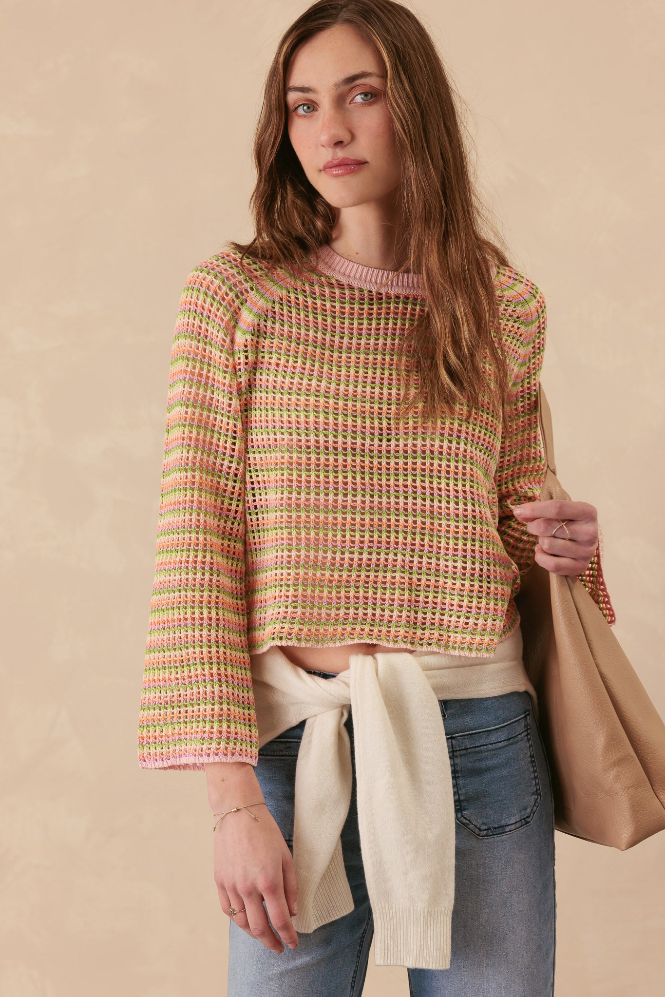 Casey Multi Color Open Stitch Pullover