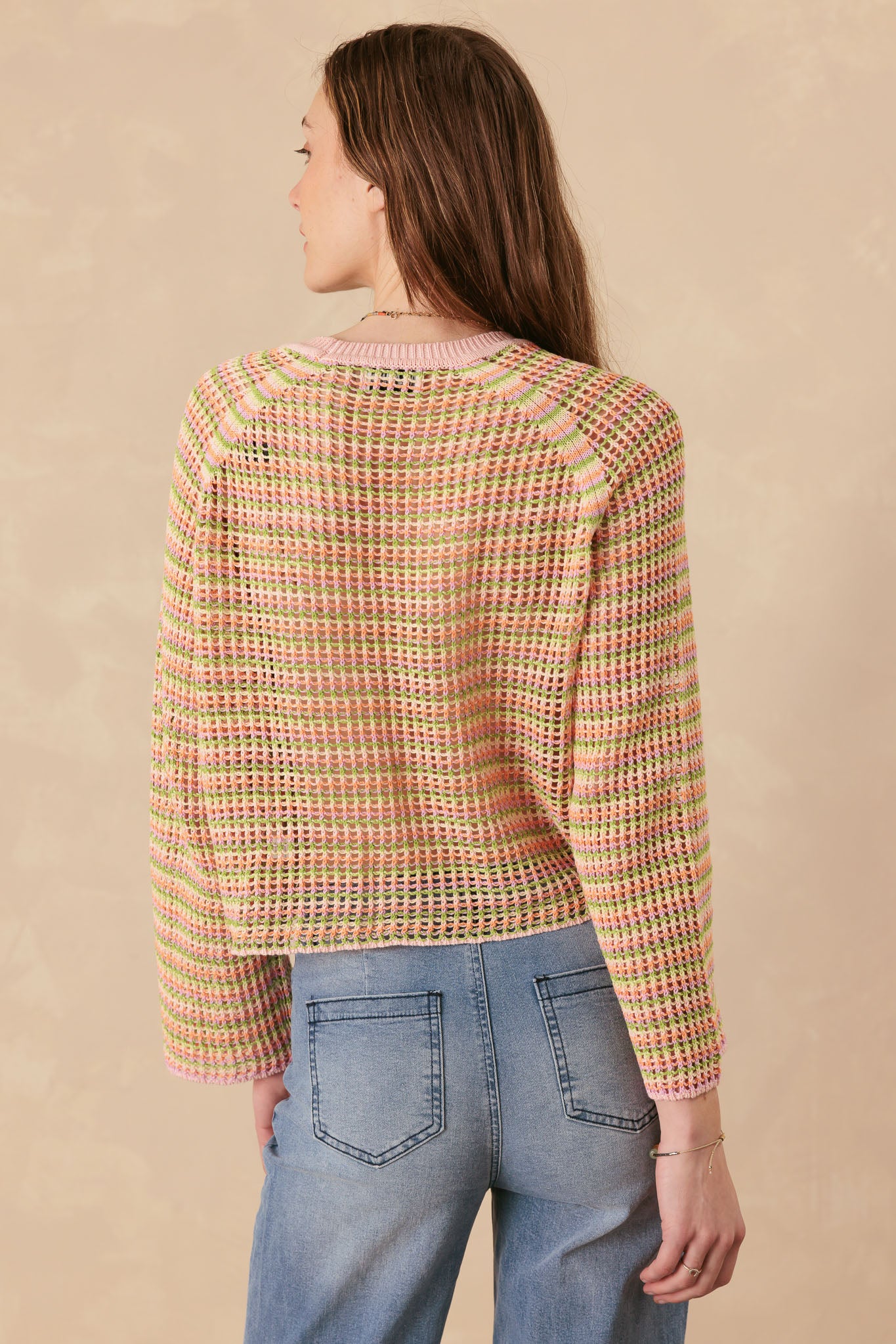Casey Multi Color Open Stitch Pullover