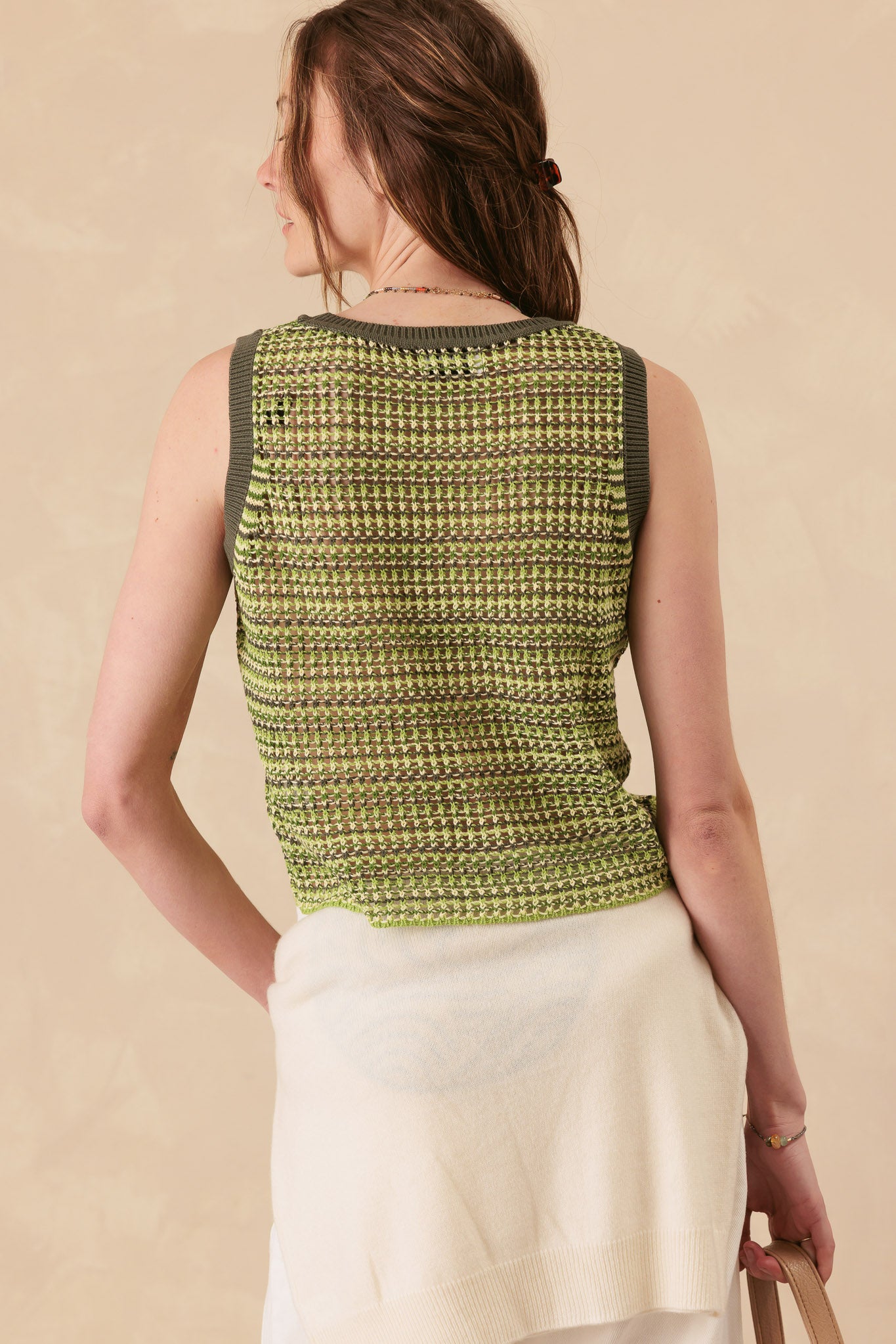 Cathy Multi Color Open Stitch Cotton Tank
