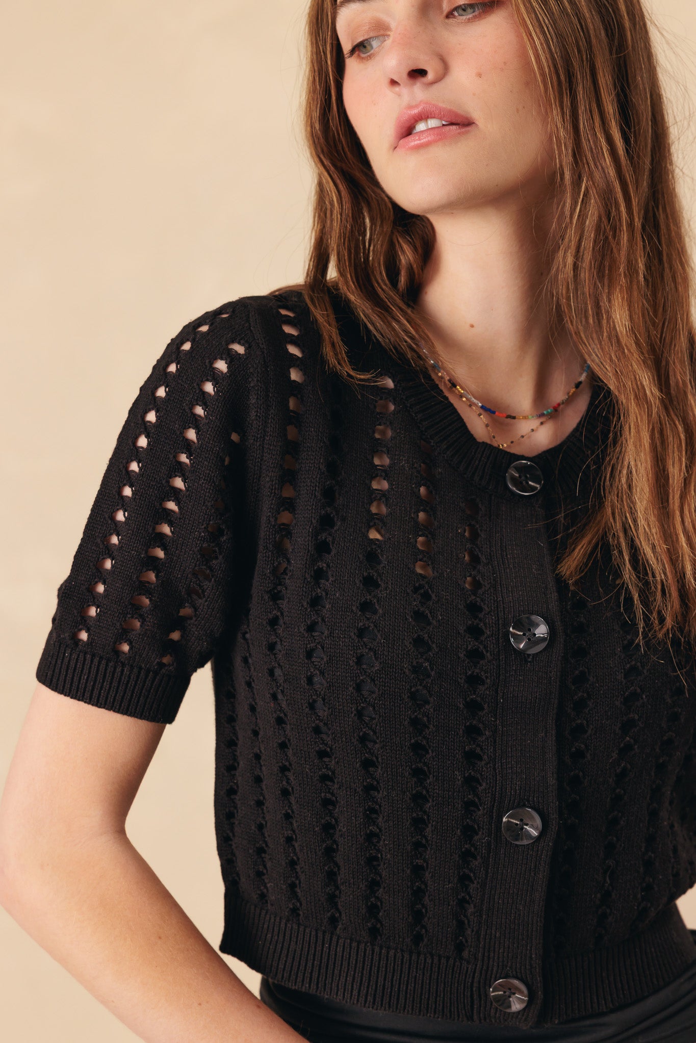 Dimona Cotton Short Sleeve Cropped Cardigan