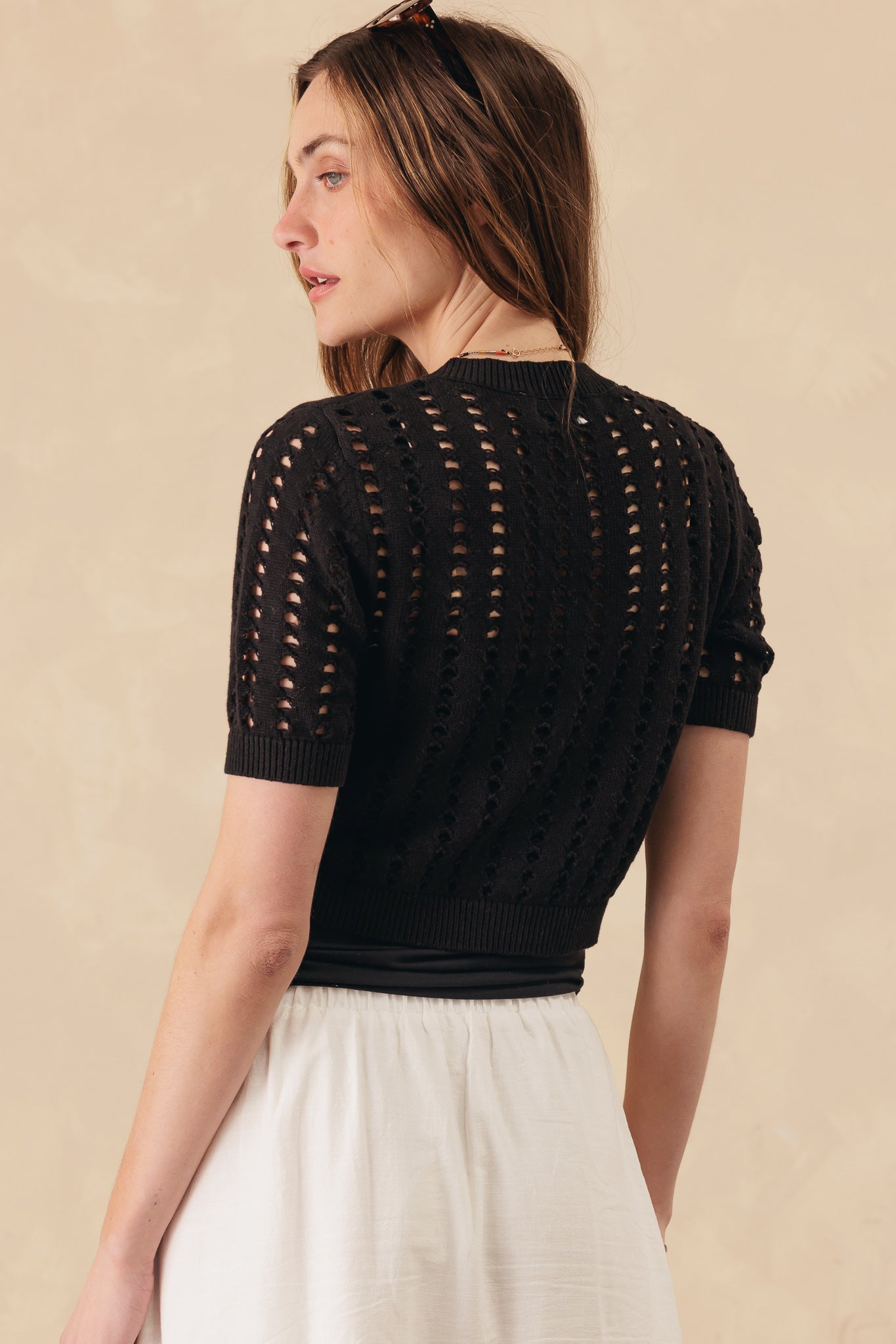 Dimona Cotton Short Sleeve Cropped Cardigan