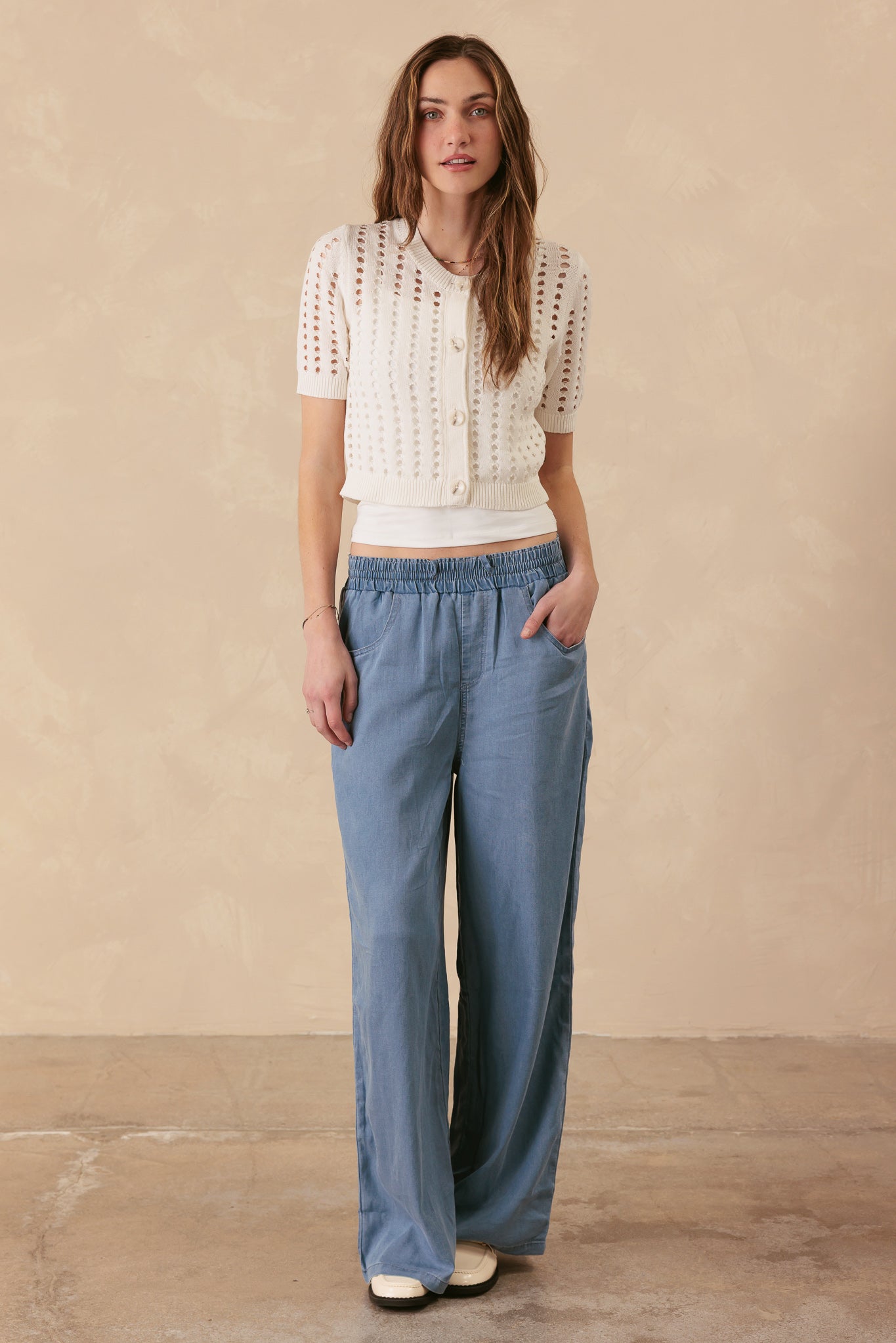 Dimona Cotton Short Sleeve Cropped Cardigan