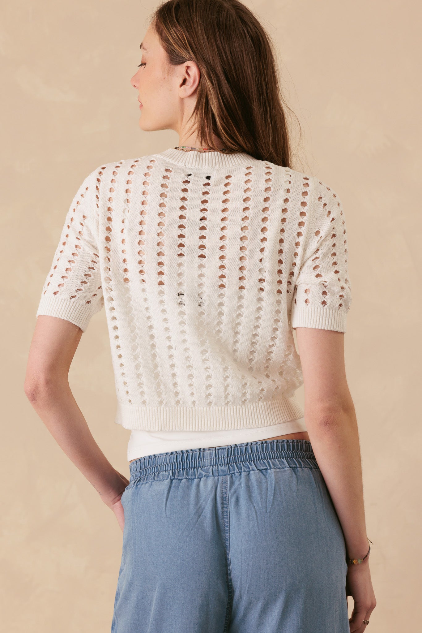 Dimona Cotton Short Sleeve Cropped Cardigan