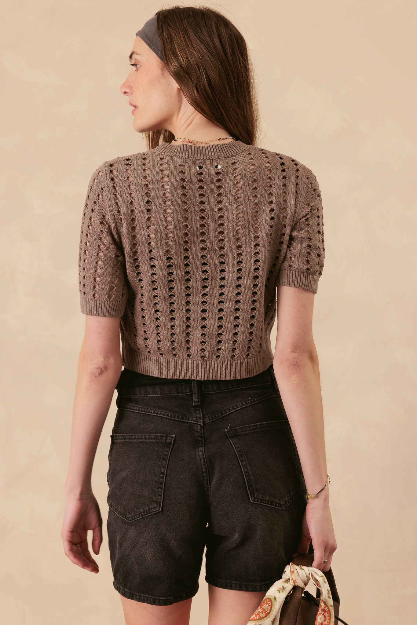 Dimona Cotton Short Sleeve Cropped Cardigan