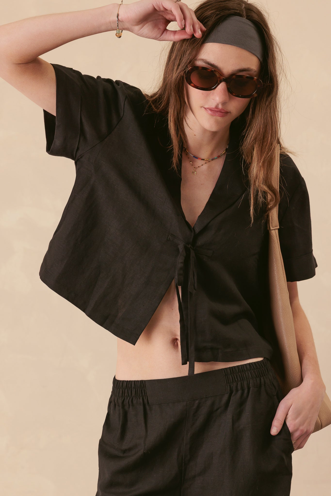 Jan Linen Blend Boxy Cropped Shirt